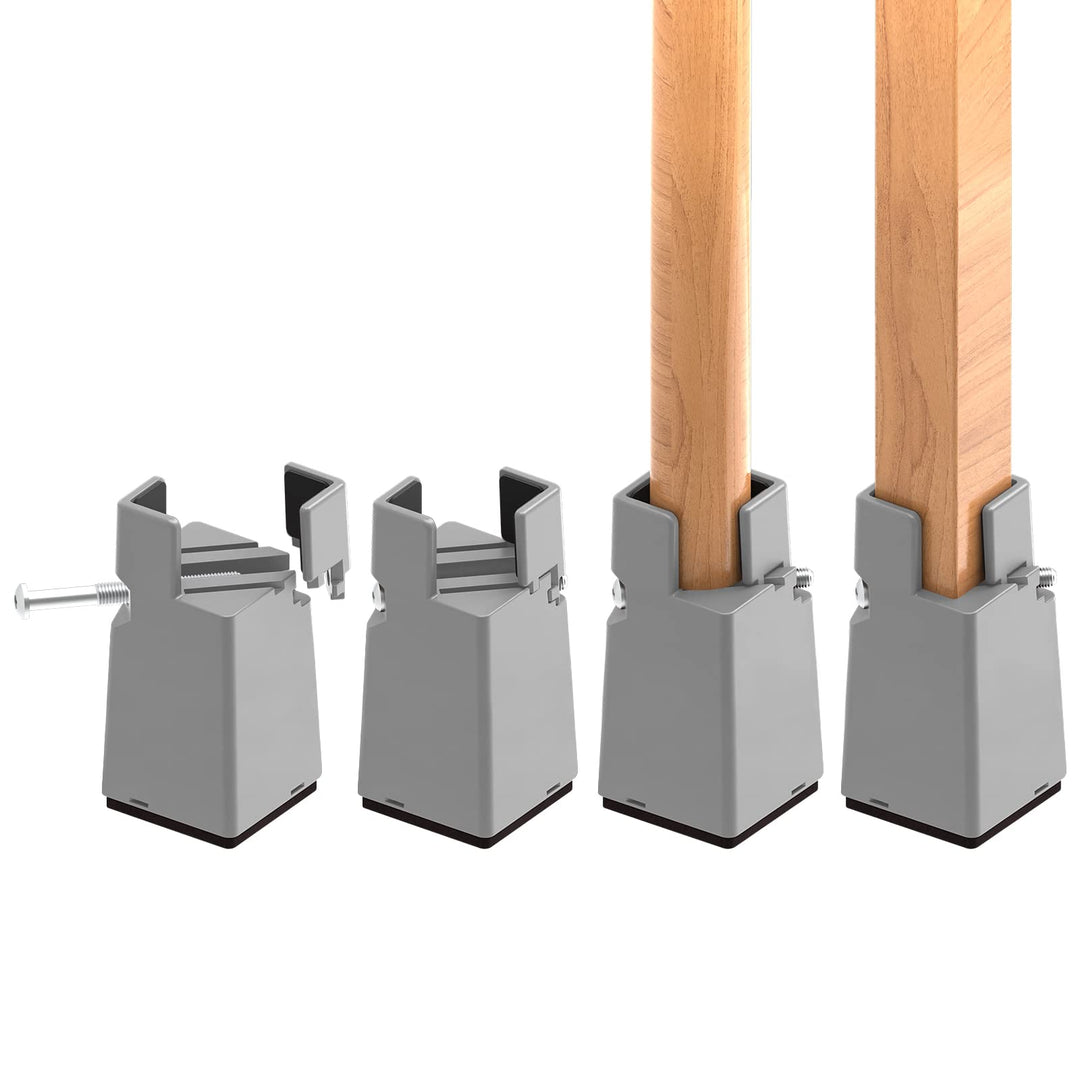 RCHYFEED Verstellbare Betterhöhung Möbelerhöhung 10cm mit Schraubklemme, Gray Betterhöher 4 Zoll Sch