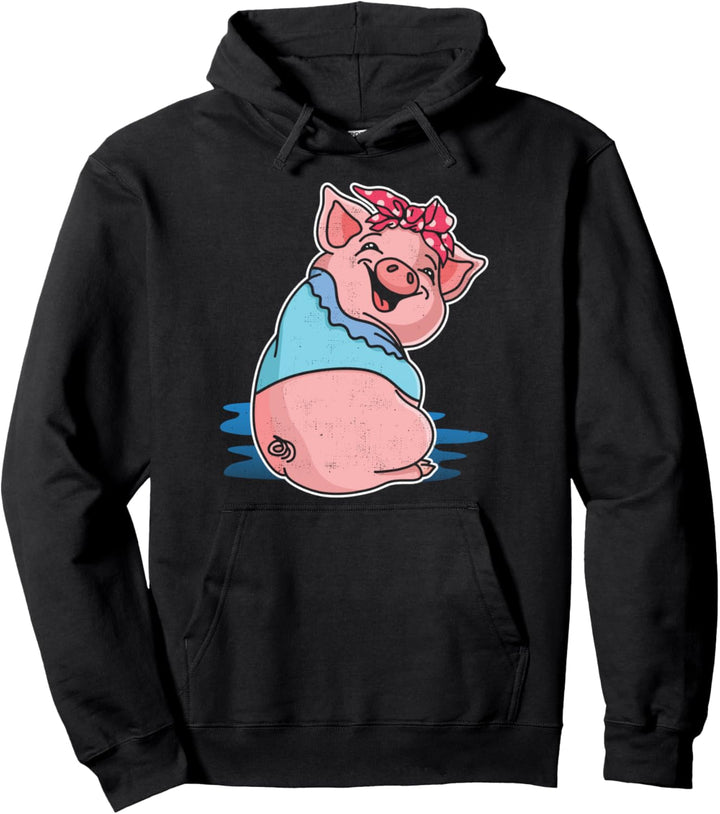 Schwein Bandana Geschenkidee, süsses Lady Pig Farmer Pullover Hoodie
