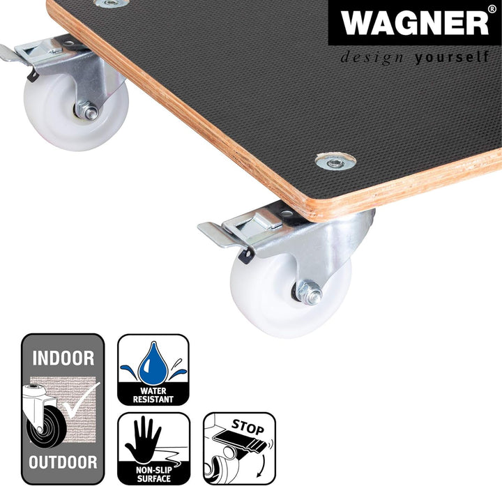 Wagner Pflanzenroller Maxigrip 38 x 38 x 11 cm I Kübelroller f. Aussenbereich + Innenbereich I Trans