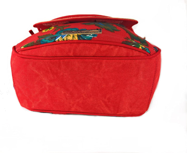 Macha Ethnische Baumwolltasche mit bunten Prints und Ledereinsätzen, Schultertasche aus Baumwolle un