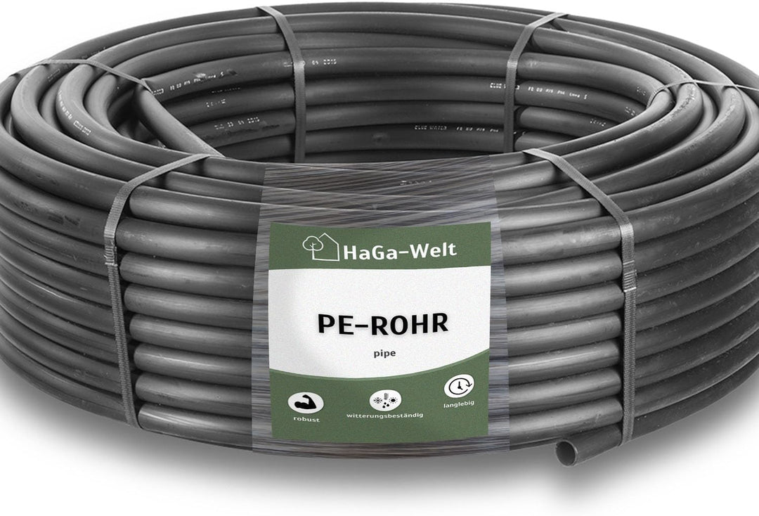 HaGa® 100m PE Rohr 20mm x 1,2mm - Verlegrohr Druckrohr für Brauchwasser PN6 100 m, 100 m