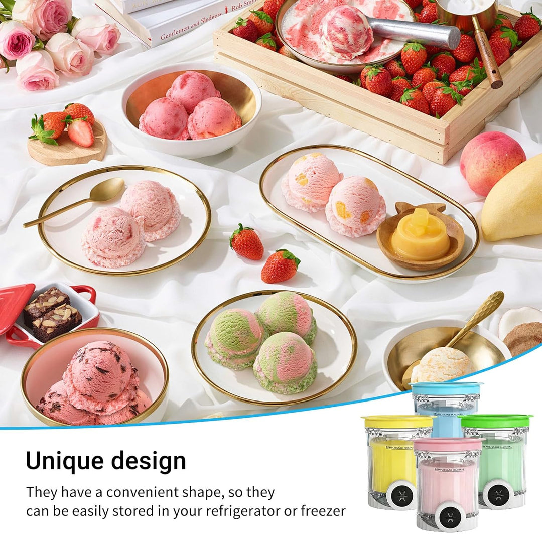 Behälter für Ninja Creami Deluxe Pints,4 Stück Ersatz für Ninja Creami Deluxe Pints und Deckel,Eisbe