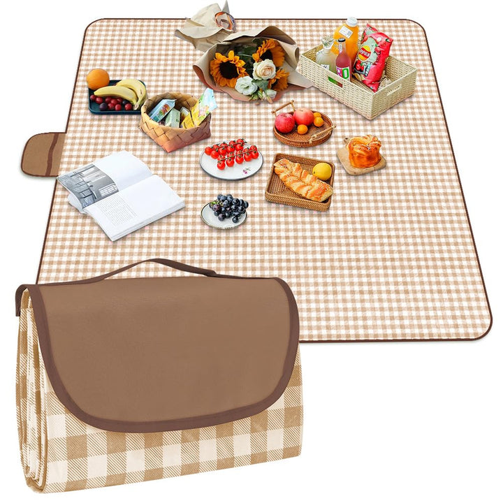 Picknickdecke, 200 x 200cm, Faltbare Campingdecke mit wasserdichter Unterseite，Sandfeste Strandmatte