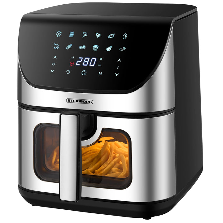 Heissluftfritteuse 8 Liter 4 in 1 Sichtfenster Mini Backofen Grillen Backen Dörren Frittieren Heissl