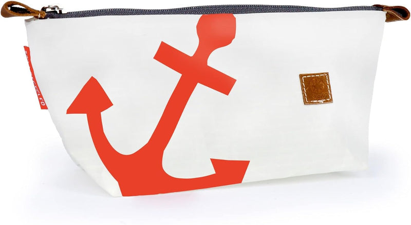 360° Navigator Etui aus Segeltuch, Recycling Federtasche Federmäppchen, weiss Anker Neonorange