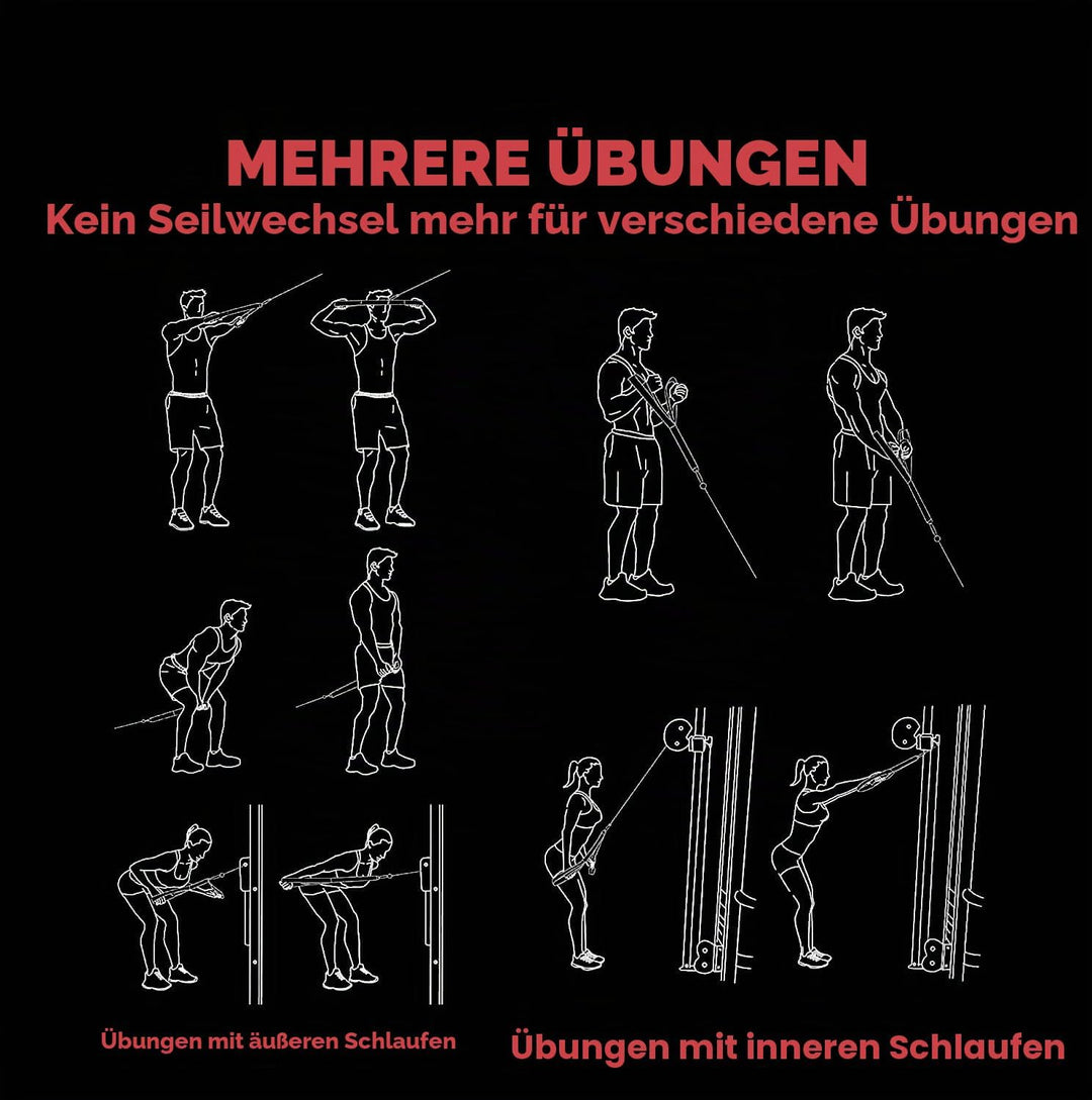 LARA STAR Verstellbare, robuste Trizepsseil-Kabelbefestigung für Fitnessstudio, 45–79cm, extra Lange