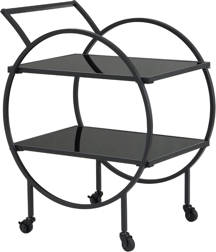 FineBuy Servierwagen 45x46x83 cm Metall mit schwarzem Glas