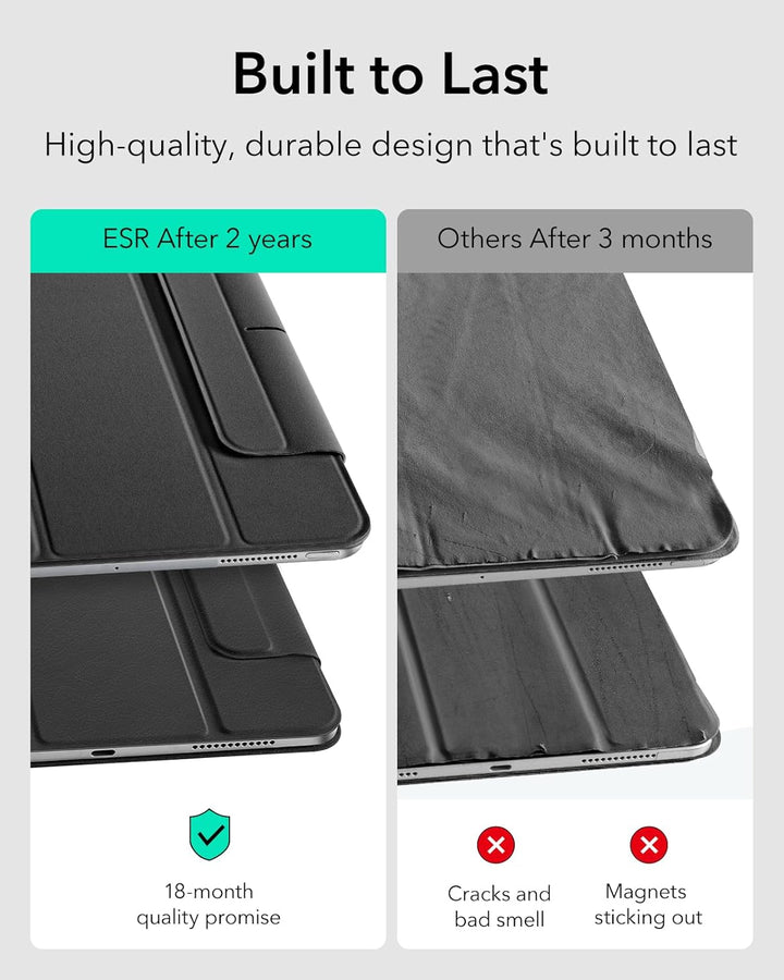 ESR für iPad Pro 13 Zoll Hülle M4 (2024), Magnetische Befestigung, dünne dreifach Faltbare Standhüll