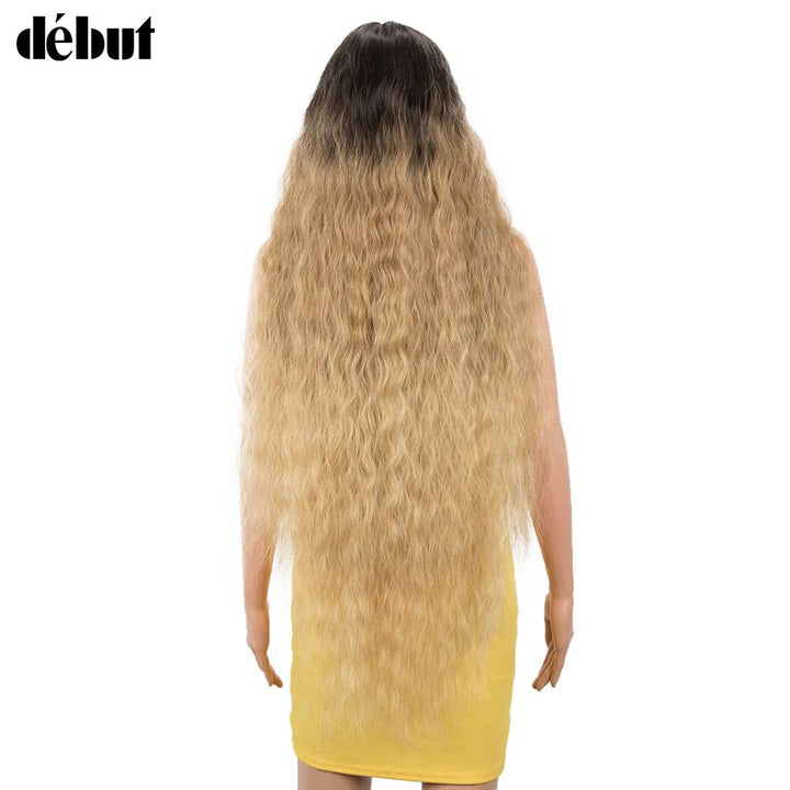 DÉBUT Lace Front Perücke Super lange gewellte Perücke für Damen 104 cm 280g Kunsthaar Hitzebeständig