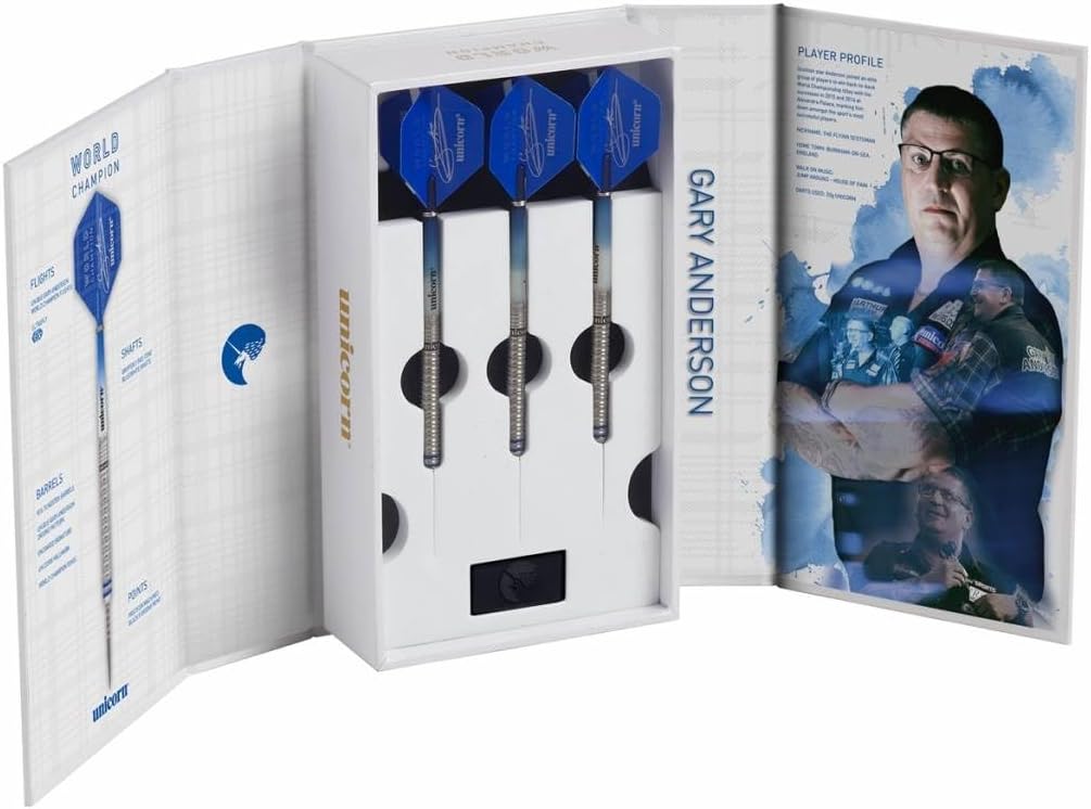 Unicorn 2019 Edition-Gary Anderson World Champion 90 Percent Dartpfeile aus Wolfram 23 g blau, 23 g