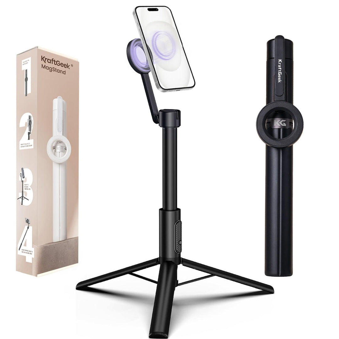 KraftGeek Magnetisches Handy Stativ Selfie Stick mit MagSafe, Smartphone Stativ bis 163 cm, Selfiest