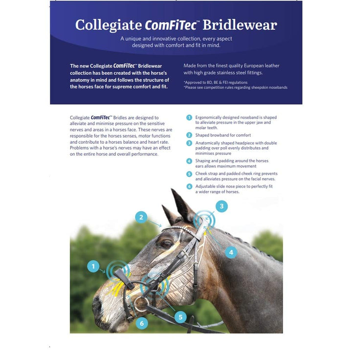 Collegiate ComFiTec Patent Snaffle Bridle Black Cob, Black Cob