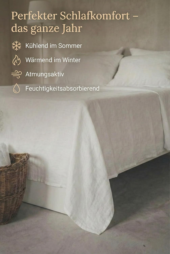 Ger3as Leinen Bettlaken ohne Gummi 100% Stonewashed Natürlich Leinen Laken Überwurf Leinen Gewaschen