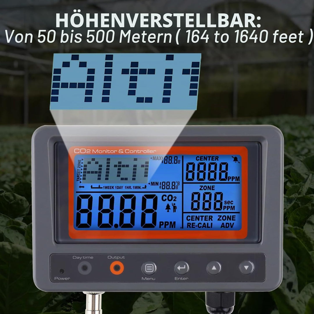 CO2 Controller Kohlendioxidregler CO2-Messgerät Monitor Tag und Nacht Relais Funktion, NDIR CO2 Sens