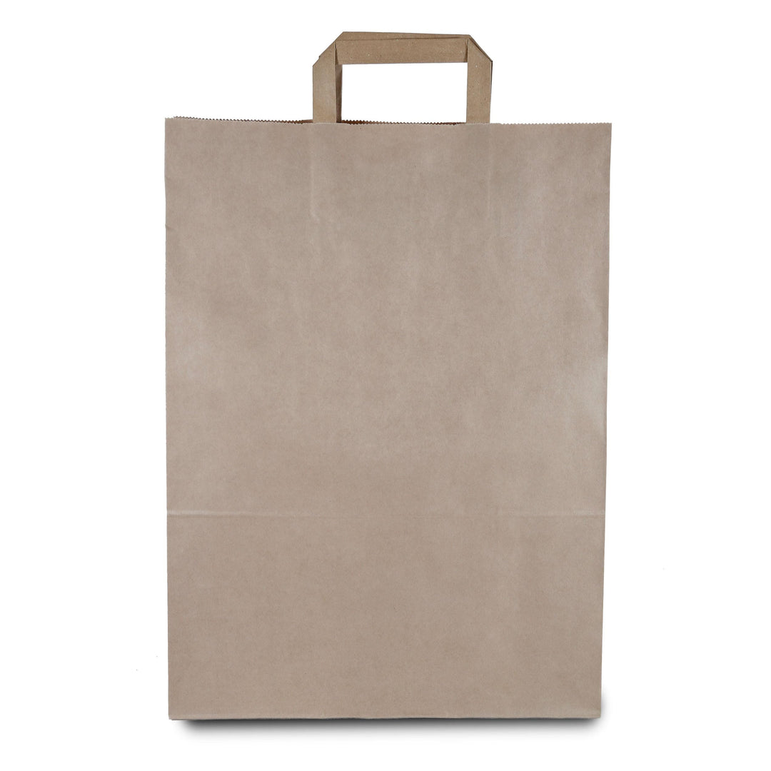 Commerline Papiertüten 250 Stück, Braun, 32+16x44 cm | Kraftpapier Tüten Klein Mit Henkel | Tragetas