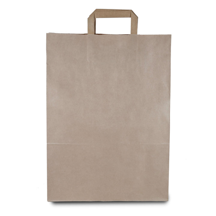 Commerline Papiertüten 250 Stück, Braun, 32+16x44 cm | Kraftpapier Tüten Klein Mit Henkel | Tragetas