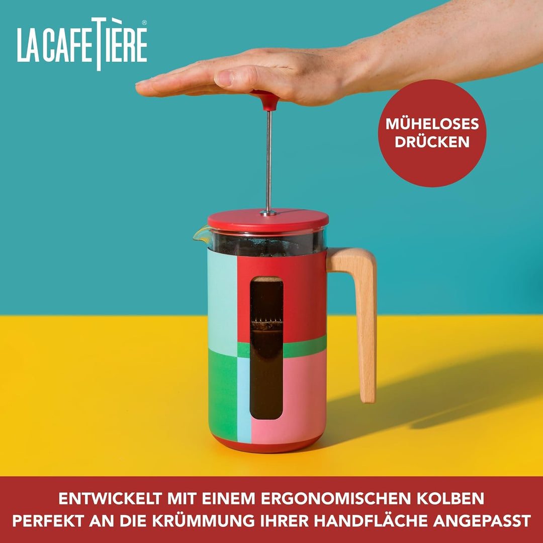 La Cafetière Pisa Kaffeebereiter für 8 Tassen, grosse Pressstempelkanne, geometrisches Design, 1 l,