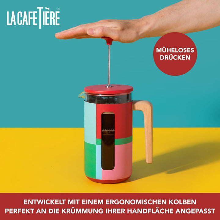 La Cafetière Pisa Kaffeebereiter für 8 Tassen, grosse Pressstempelkanne, geometrisches Design, 1 l,
