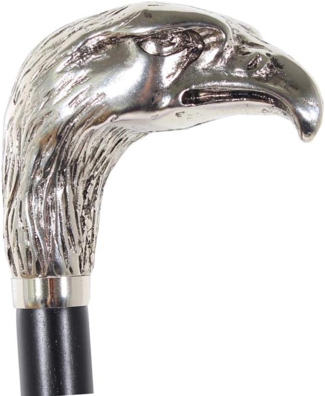 DELFA Design Schuhanzieher Schuhlöffel 70 cm mit silbernem Adler als Griff - schwarzer Holzschaft mi