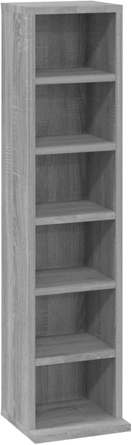Homgoday CD-Schrank mit 6 offenen Fächern, 21 x 20 x 88 cm, Holz, CD-Turm, DVD-Aufbewahrungsschrank,