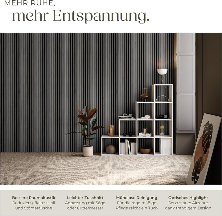 tectake® 3D Akustikpaneele 2er Set mit Echtholzfurnier, Holz Optik Paneele, Wandpaneele in Holzoptik
