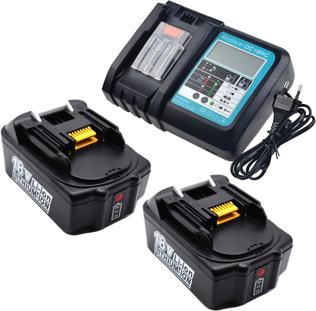 Für Makita Akku 18V 5Ah mit Ladegerät DC18RC kompatibel Makita 18V Akkus BL1850 BL1840 BL1830 BL1820