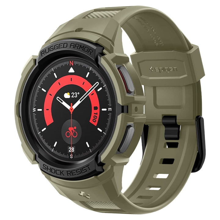 Spigen Rugged Armor Pro Armband mit Hülle Kompatibel mit Galaxy Watch 5 Pro 45mm (2022) - Vintage Kh