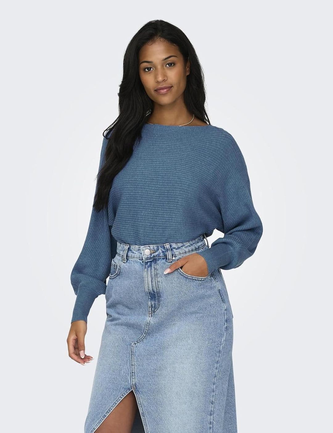 ONLY Women's Onladaline Life L/S Short Pullo KNT Noos Pullover Sweater XS Coronet Blue/Detail:w. Mel