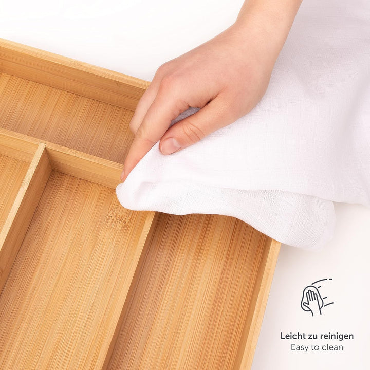 Blumtal Besteckkasten aus 100% Bambus - Schubladentrenner Küche mit 5 Fächern - Küchen Organizer Bam