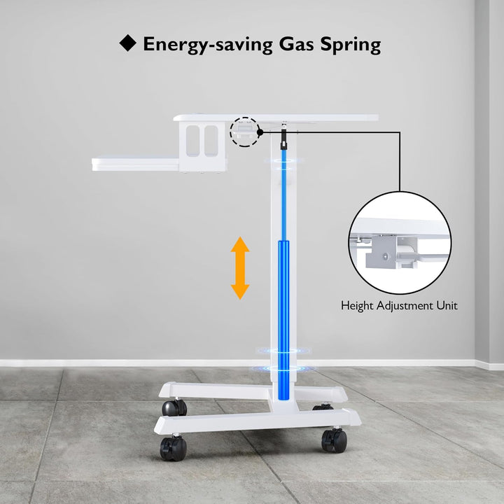 BONTEC Schreibtisch Höhenverstellbar mit Tastaturablage, mobiles Podium, Computer-Workstation bis zu