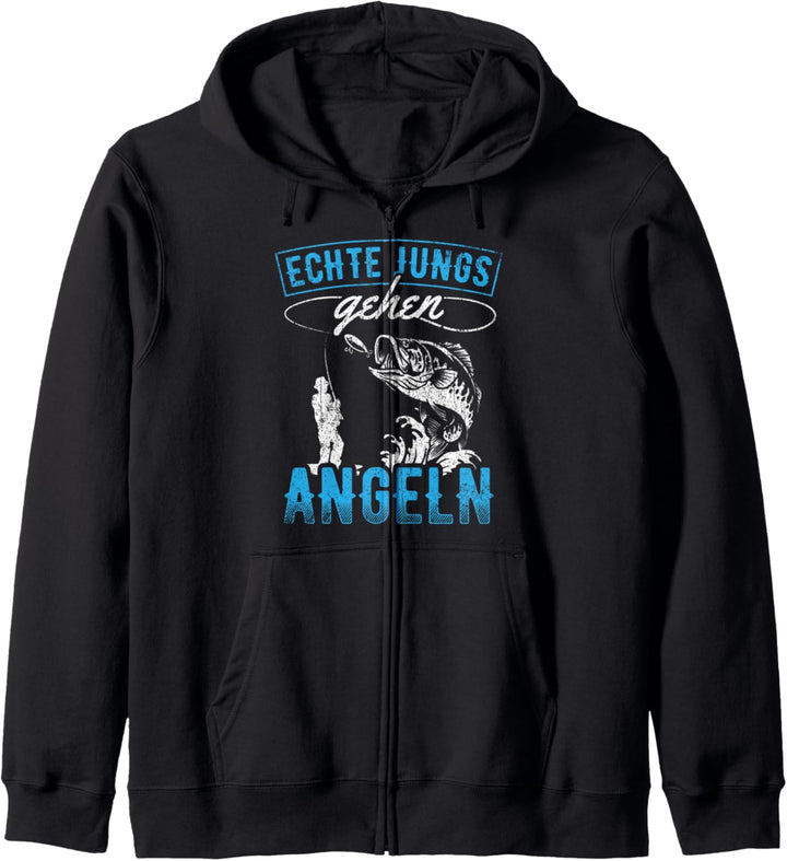 Echte Jungs gehen Angeln - Angler Fischer Kinder Jungen Kapuzenjacke