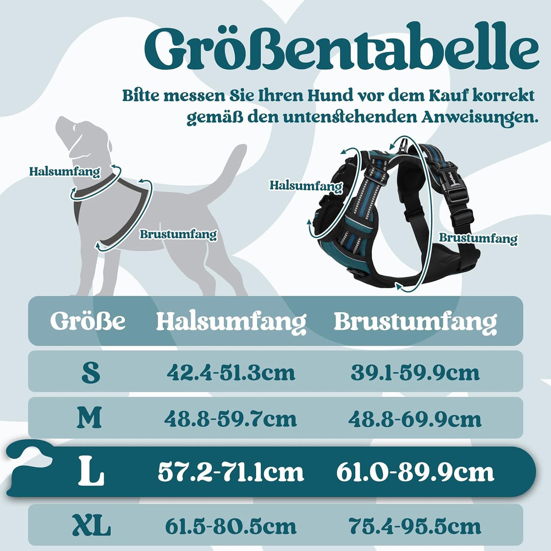 rabbitgoo Hundegeschirr Grosse Hunde, Verstellbare Geschirr Hund ohne Zug &amp; Würgen, Anti Zug hundege