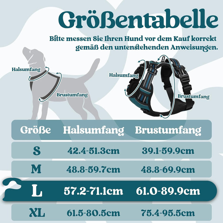 rabbitgoo Hundegeschirr Grosse Hunde, Verstellbare Geschirr Hund ohne Zug &amp; Würgen, Anti Zug hundege