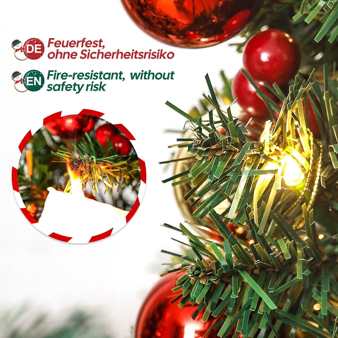 Yorbay Mini Weihnachtsbaum mit 20 warmweiss LEDs 8 Licht Modi, Tannenbaum mit Stern-Baumspitze und D