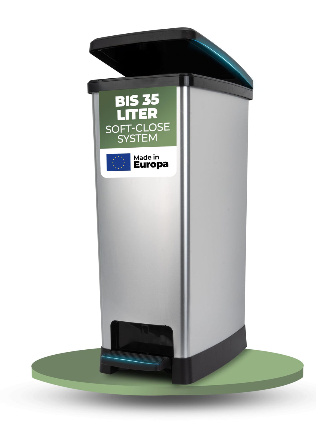 Novaliv Grosser Mülleimer mit Deckel - 35L Tretmülleimer mit Soft-Close-System - Treteimer Müllbehäl