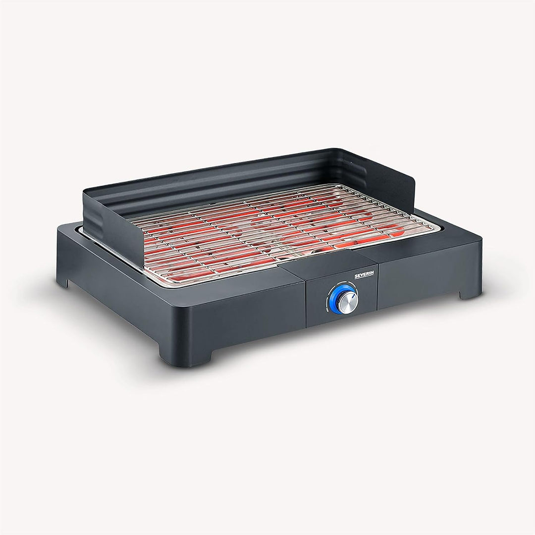 SEVERIN Tischgrill mit Edelstahl-Grillrost für drinnen und draussen, Elektrogrill mit schnellem Gril