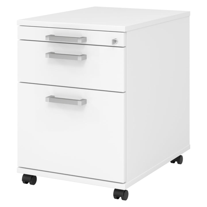 bümö Rollcontainer mit Hängeregistratur, Container abschliessbar aus Holz in Weiss - Rollwagen für's