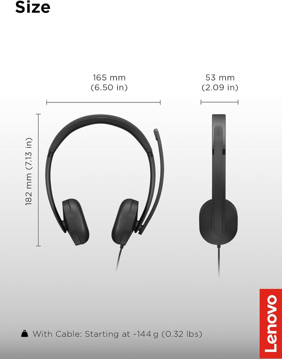 Lenovo 5000 - Headset - On-Ear - kabelgebunden - USB-C - Schwarz - Zertifiziert für Microsoft Teams