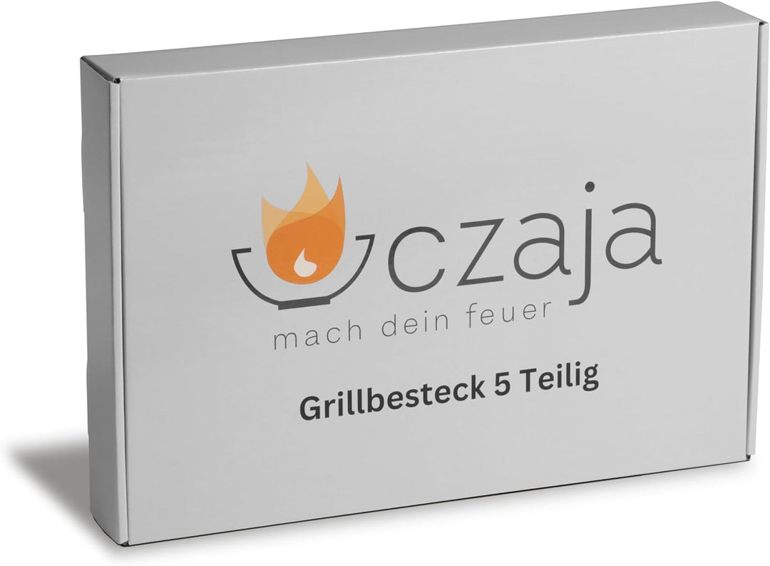 Grillbesteck für Feuerplatte 5 Teilig - Grillwender BBQ Edelstahl - Grillspachtel für Plancha Grillb