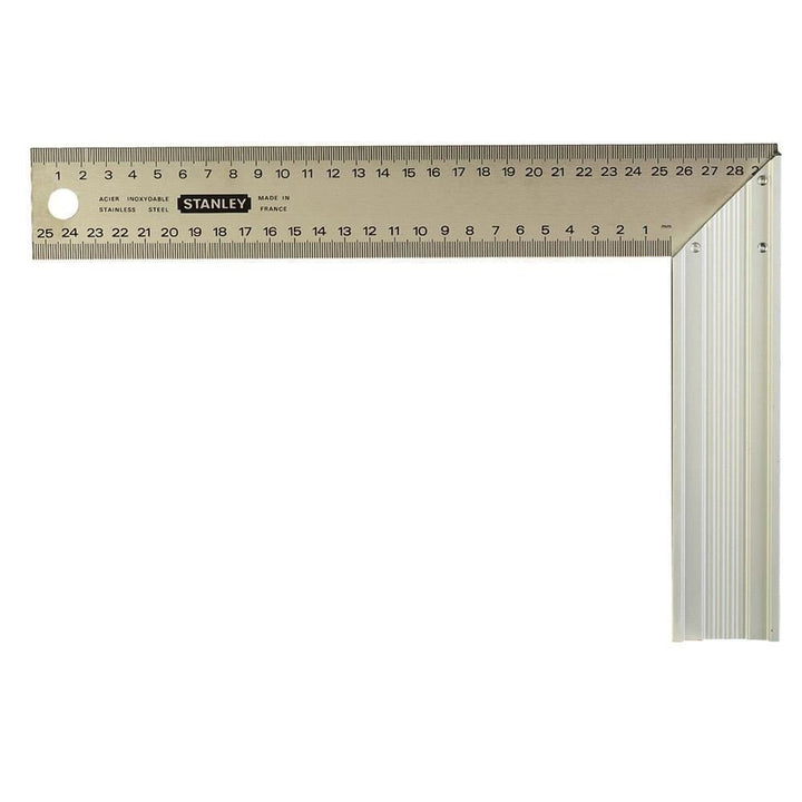 Stanley Schreinerwinkel (300 mm Breite, 200 mm Länge, gerippter Aluminiumgriff, Edelstahlblatt, 45°