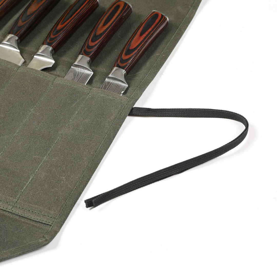 Denifiter strapazierfähiges gewachstes Segeltuch,wasserfeste langlebige Messer-Rolltasche, tragbare