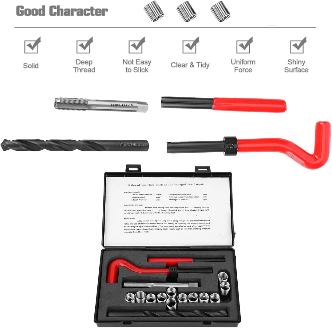 Heli Coil, Coil Master Kit, 17 Stück Gewindeeinsätze M11x1,25 Innengewinde Reparaturzubehör Sortimen