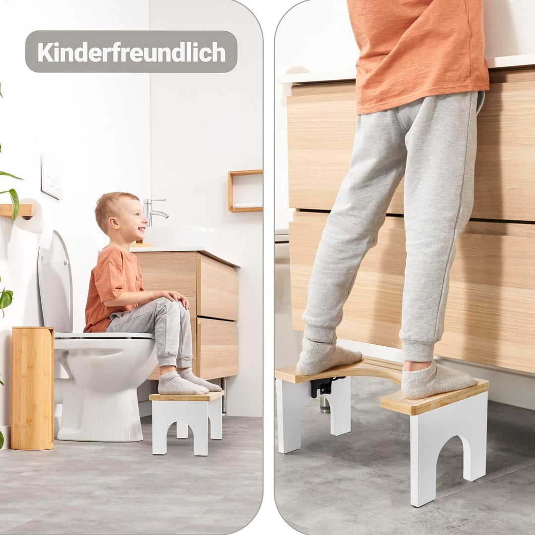 BENKSTEIN Toilettenhocker Erwachsene - Toilettenhocker Holz - Klohocker Toiletten Hocker - WC Hocker