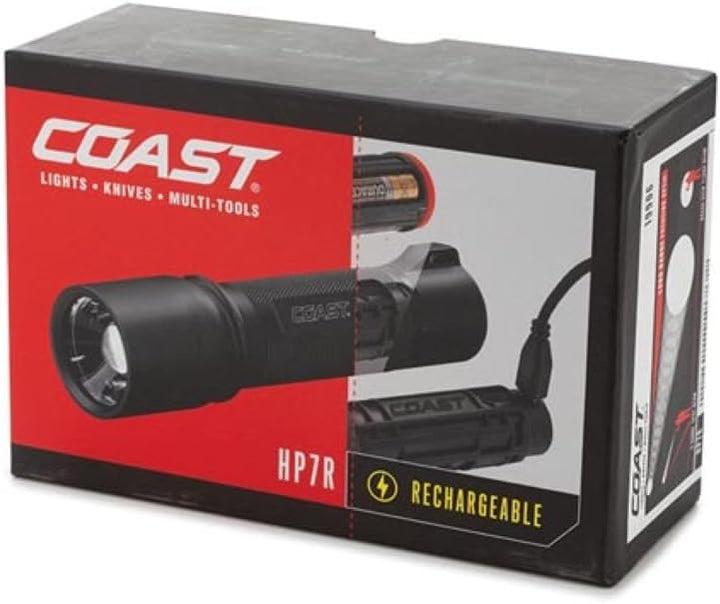 Coast HP7R 300 Lumen Fokussierbar Wiederaufladbar LED Taschenlampe, Schwarz