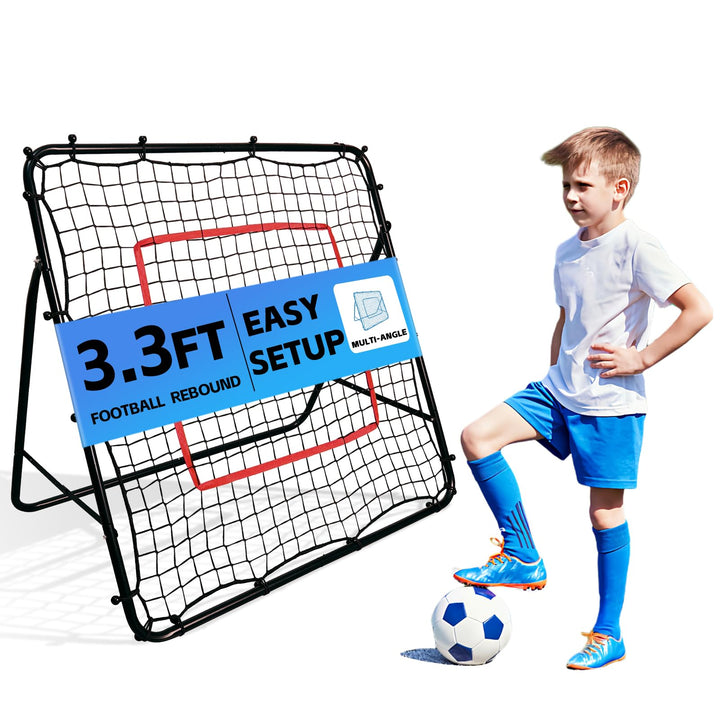 Rebounder Fussball Rückprallnetz Training Torwand - 100 x 100 cm Verstellbar Wetterfest - Fussball R