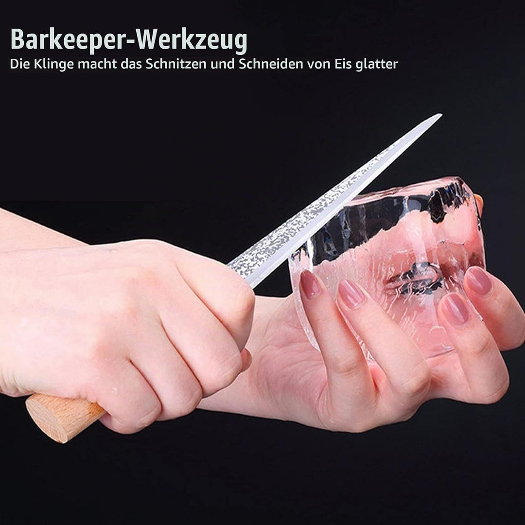 Eismesser, Holzgriff Eisschnitzmesser Küche Japanischer Stil Manueller Barkeeper Kohlenstoffstahl mi