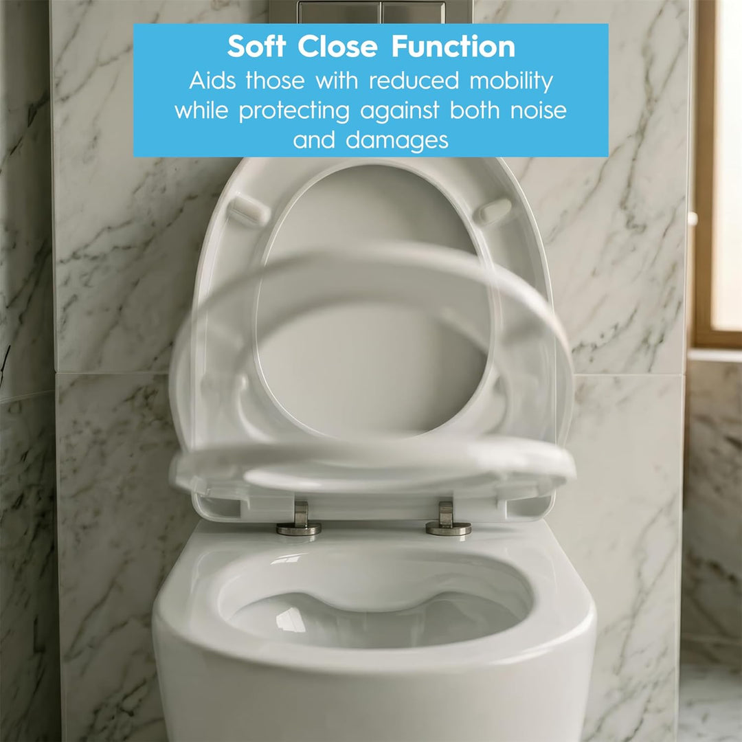 Harbour Housewares Toilettensitz mit Soft-Close für ovale Toiletten - Weiss - Antibakterielle ovale