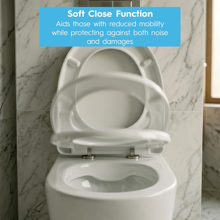 Harbour Housewares Toilettensitz mit Soft-Close für ovale Toiletten - Weiss - Antibakterielle ovale