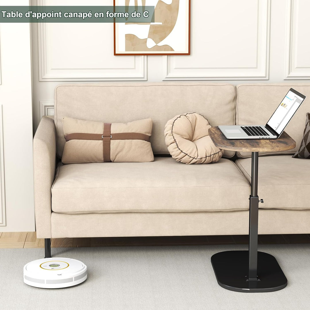 Beistelltisch in C-Form, höhenverstellbar, 360 ° drehbar, Sofa, Beistelltisch für Sofa/Bett/Badewann
