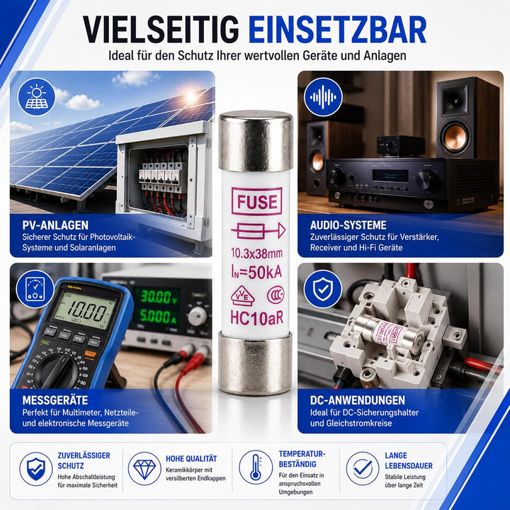 PeakTech Set Keramik Feinsicherung 250 mA / 1000 V, 10,3 x 38 mm, Audio und HiFi, 10 Stück, P 7500